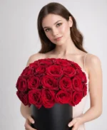 Luxury Red Rose Round Box – Premium Fresh Roses for Valentine’s - Image 2