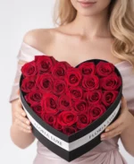 Heart-Shaped Red Rose Box – Luxury Fresh Roses Gift - Image 2