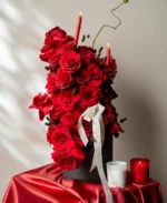 Luxury Red Rose Candle Floral Arrangement