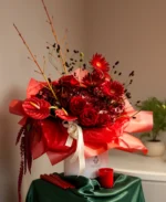 Premium Red Rose & Gerbera Designer Bouquet - Image 3