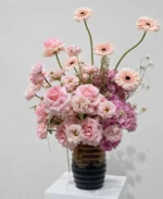 Blush Harmony Flower Arrangement in Midnight Ceramic Vase