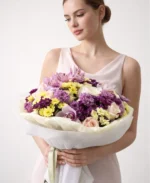 Blush Harmony Bouquet – Orchids, Roses & Chrysanthemums - Image 2