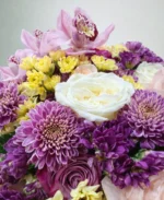 Blush Harmony Bouquet – Orchids, Roses & Chrysanthemums - Image 3