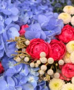 Blue Serenity Mixed Flower Bouquet – Hydrangea, Roses & Seasonal Blooms - Image 3
