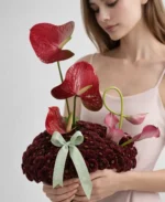 Ruby Elegance Anthurium Floral Arrangement | Luxury Flower Décor - Image 2