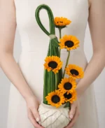 Sunlit Harmony Sunflower Vase Arrangement – Modern Floral Art - Image 2