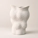 Abstract Leaf Shape White Ceramic Decorative Vase for Modern Home & Luxury Interior Decor