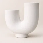 Modern U-Shape Ceramic Flower Vase – White Decorative Table Vase